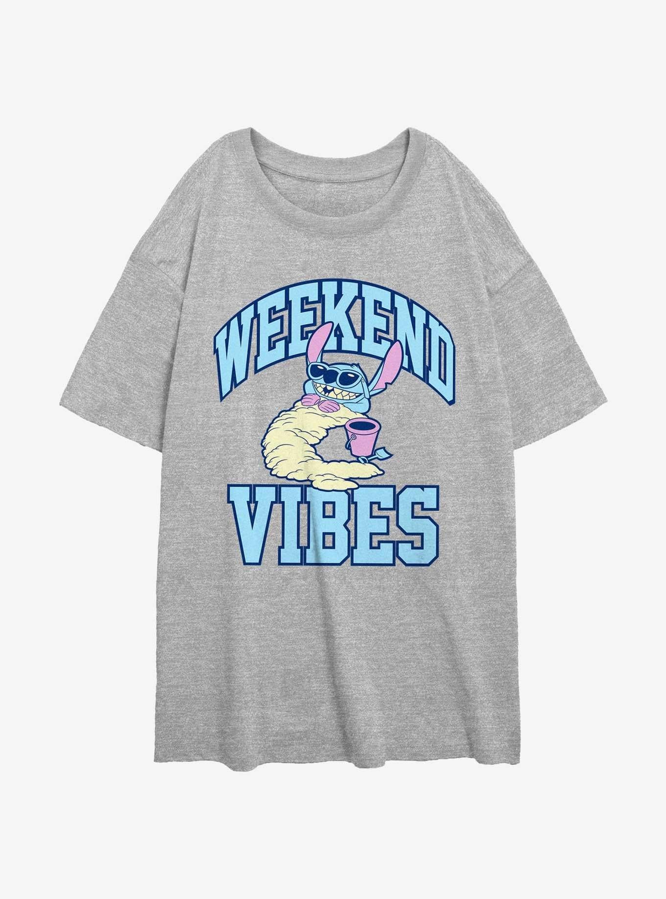 Disney Lilo Stitch Weekend Vibes Girls Oversized T-Shirt T-Shirt | Vintage Graphic Vibe | Top Pick For Fans