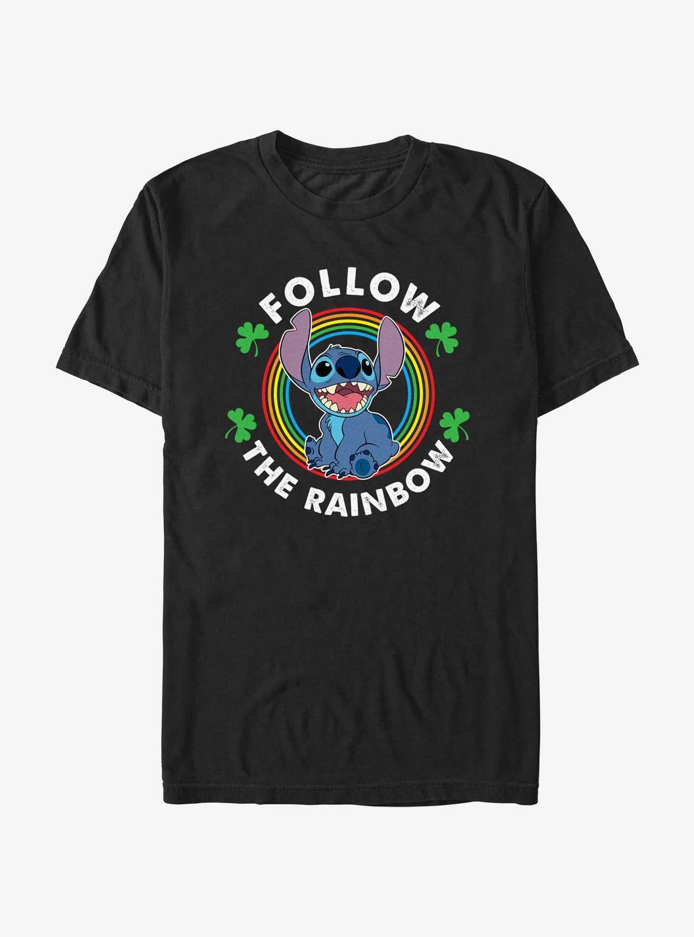 Disney Lilo Stitch Follow The Rainbow T-Shirt T-Shirt | Exclusive Art Design | Trending Now