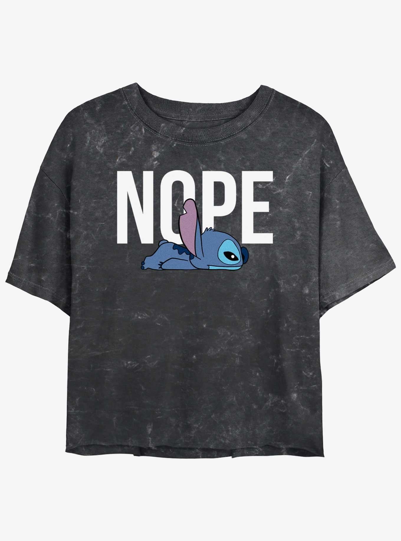 Disney Lilo Stitch Nope Stitch Girls Mineral Wash Crop T-Shirt T-Shirt | Premium Graphic | Perfect For Daily Wear