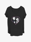 The Nightmare Before Christmas Jack & Sally Heart Stitch Girls T-shirt Plus Size | Trendy Graphic Tee | Casual Unisex T-shirt