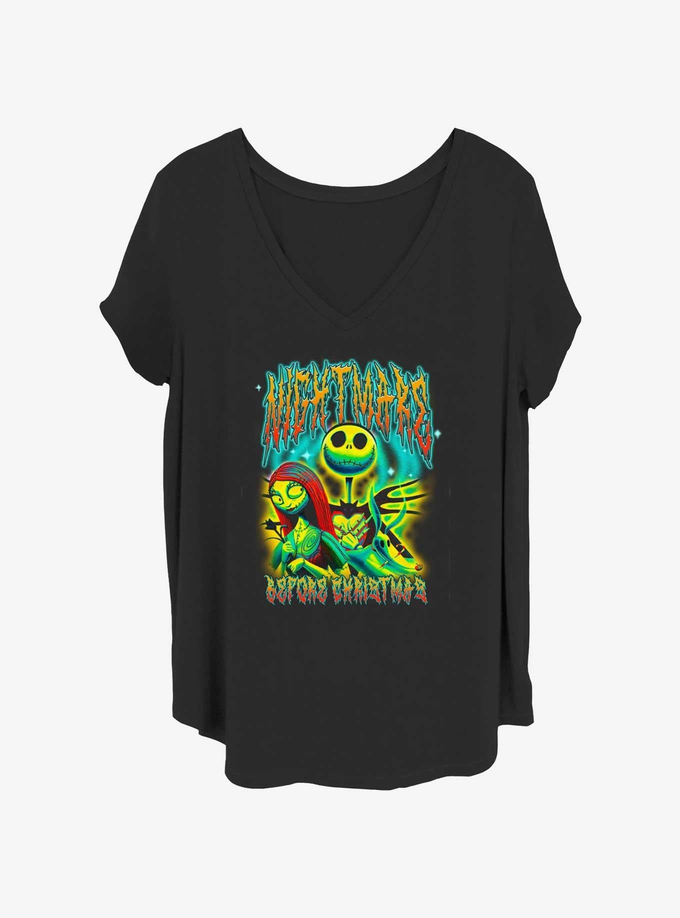 Disney The Nightmare Before Christmas Jack and Sally Bright Graffiti Girls T-Shirt Plus Size