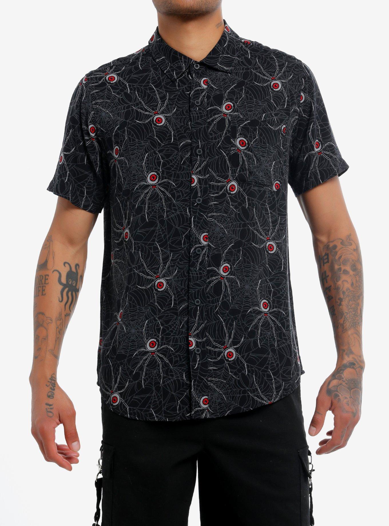 Eyeball Spider Woven Button-Up | Premium Unisex T-Shirt, Trending Graphic Tee