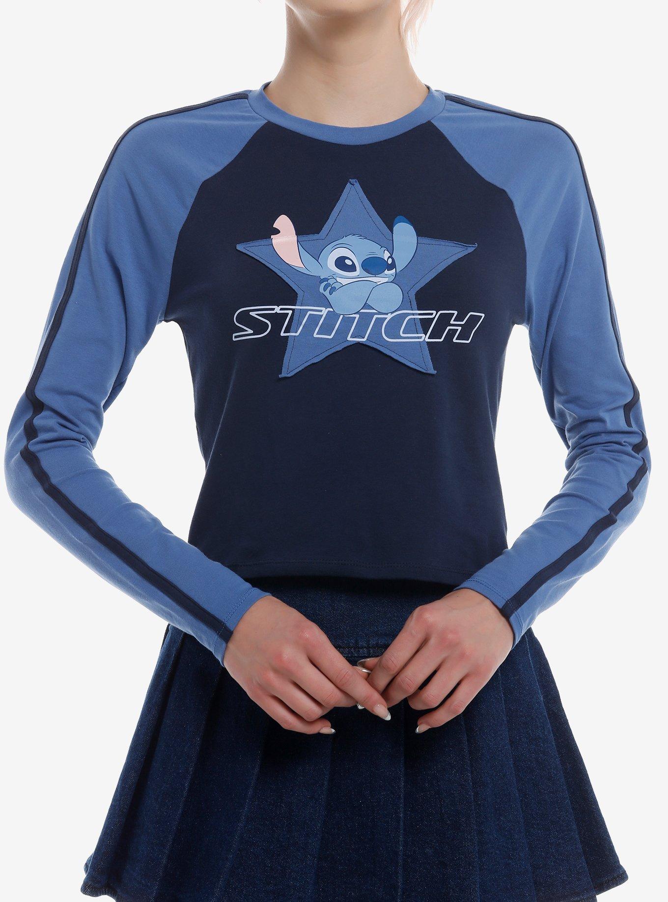 Disney Stitch Star Patch Girls Long-Sleeve Raglan T-Shirt T-Shirt | Top Trending Artwork | Must-Have Style