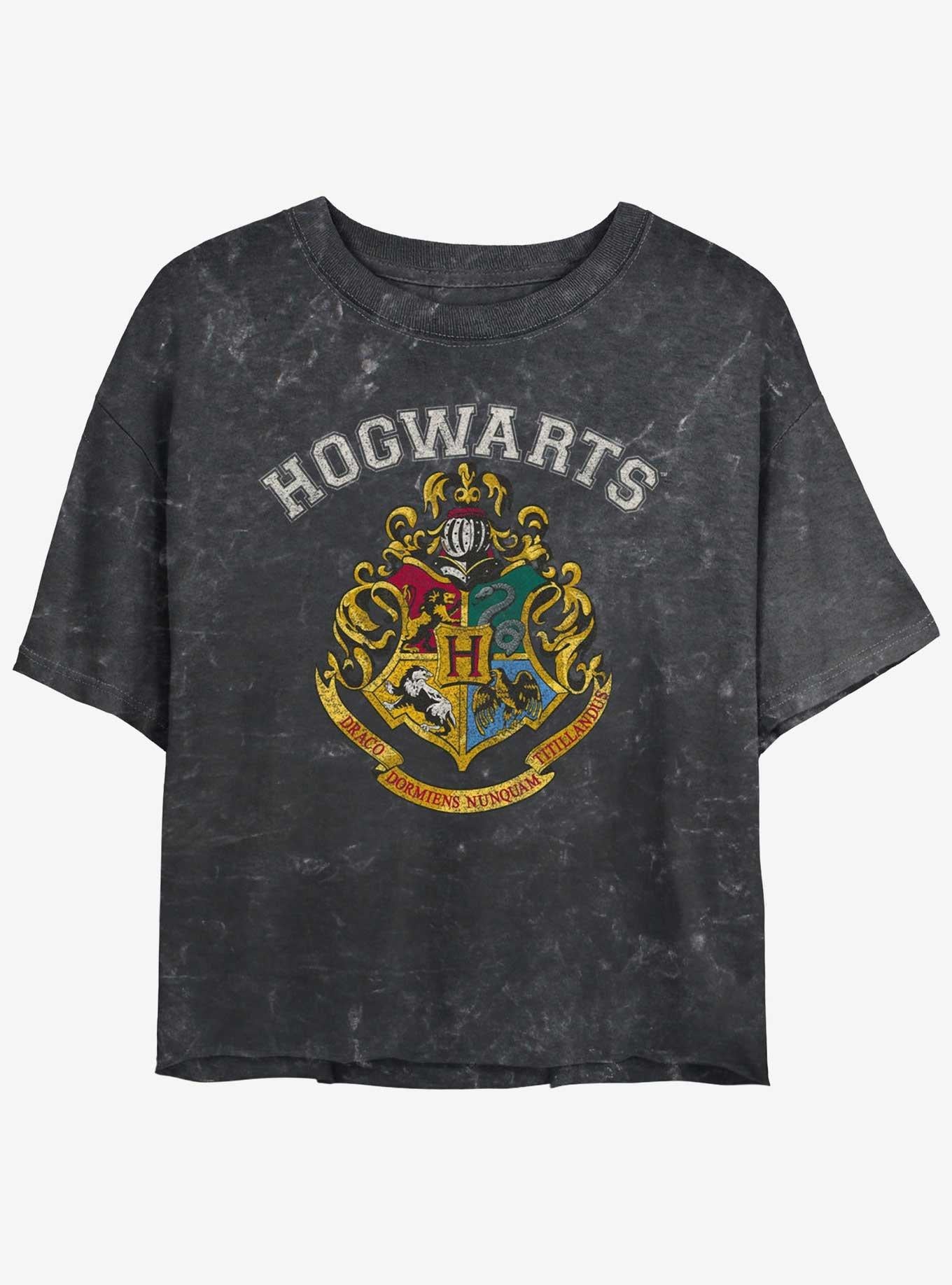 Harry Potter Vintage Logo Mineral Wash Girls Crop T-Shirt T-Shirt | Aesthetic Graphic | Perfect For Daily Wear