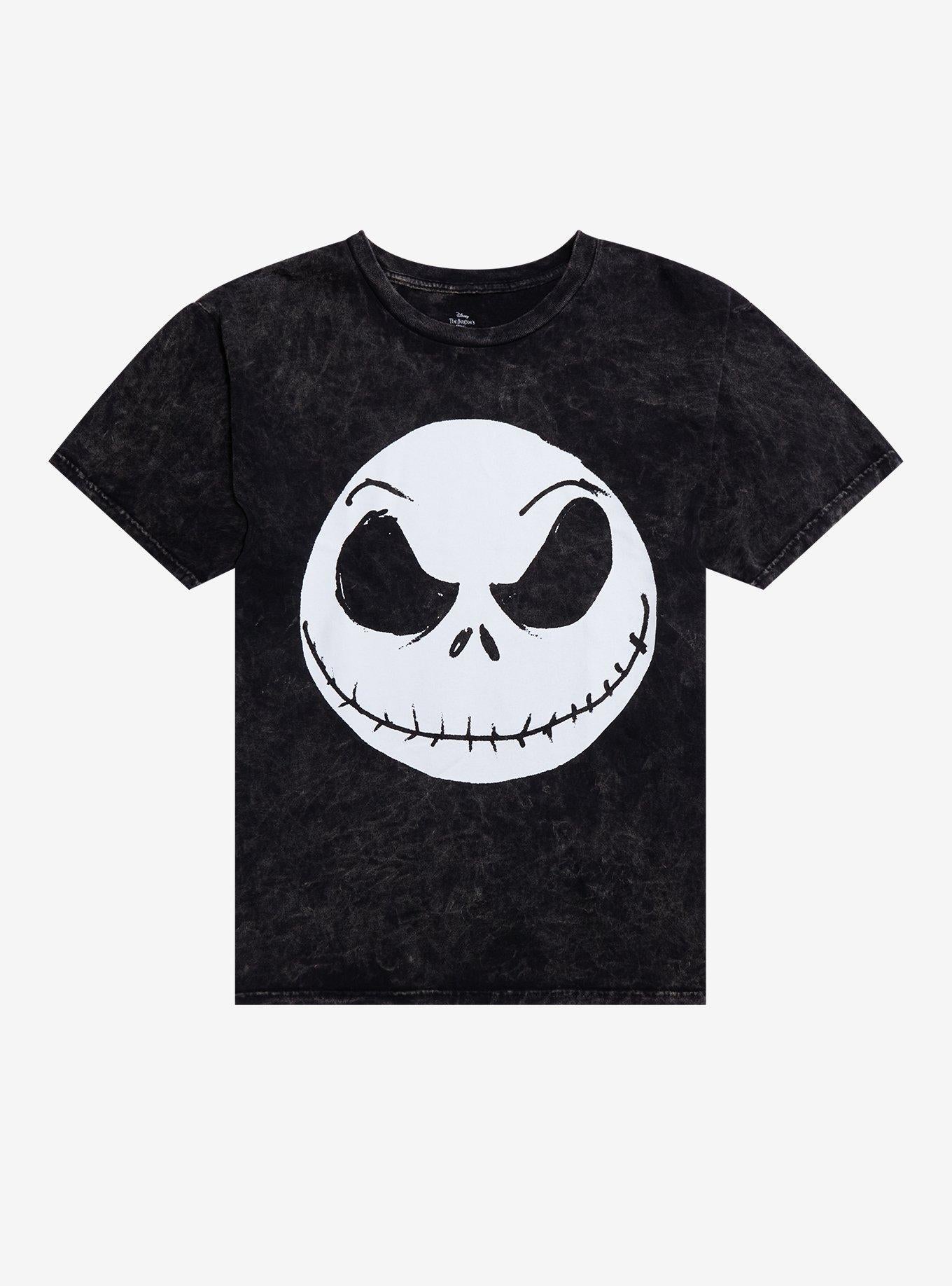 The Nightmare Before Christmas Jack Face Mineral Wash T-shirt | Trendy Graphic Tee | Casual Unisex T-shirt
