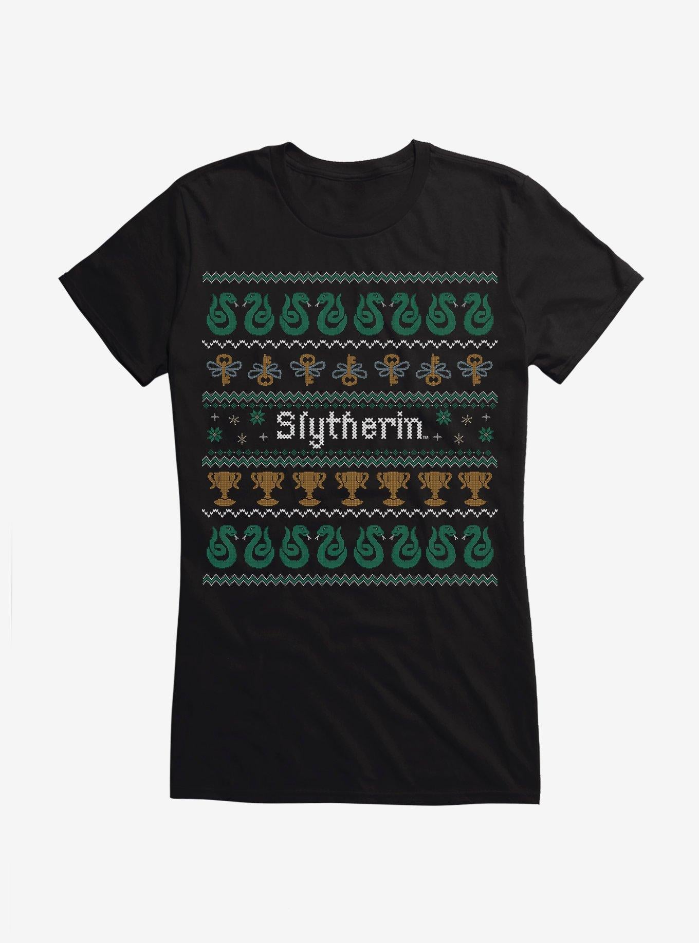 Harry Potter Slytherin Ugly Christmas Pattern Girls T-Shirt T-Shirt | Aesthetic Graphic | Top Pick For Fans