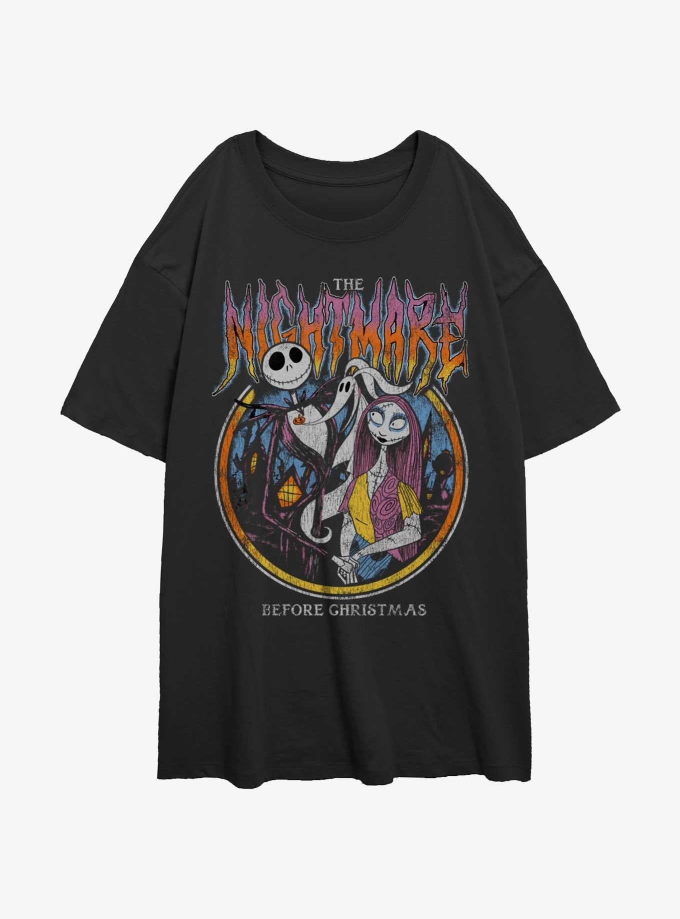 The Nightmare Before Christmas Jack & Sally Nightmare Metal Girls Oversized T-Shirt
