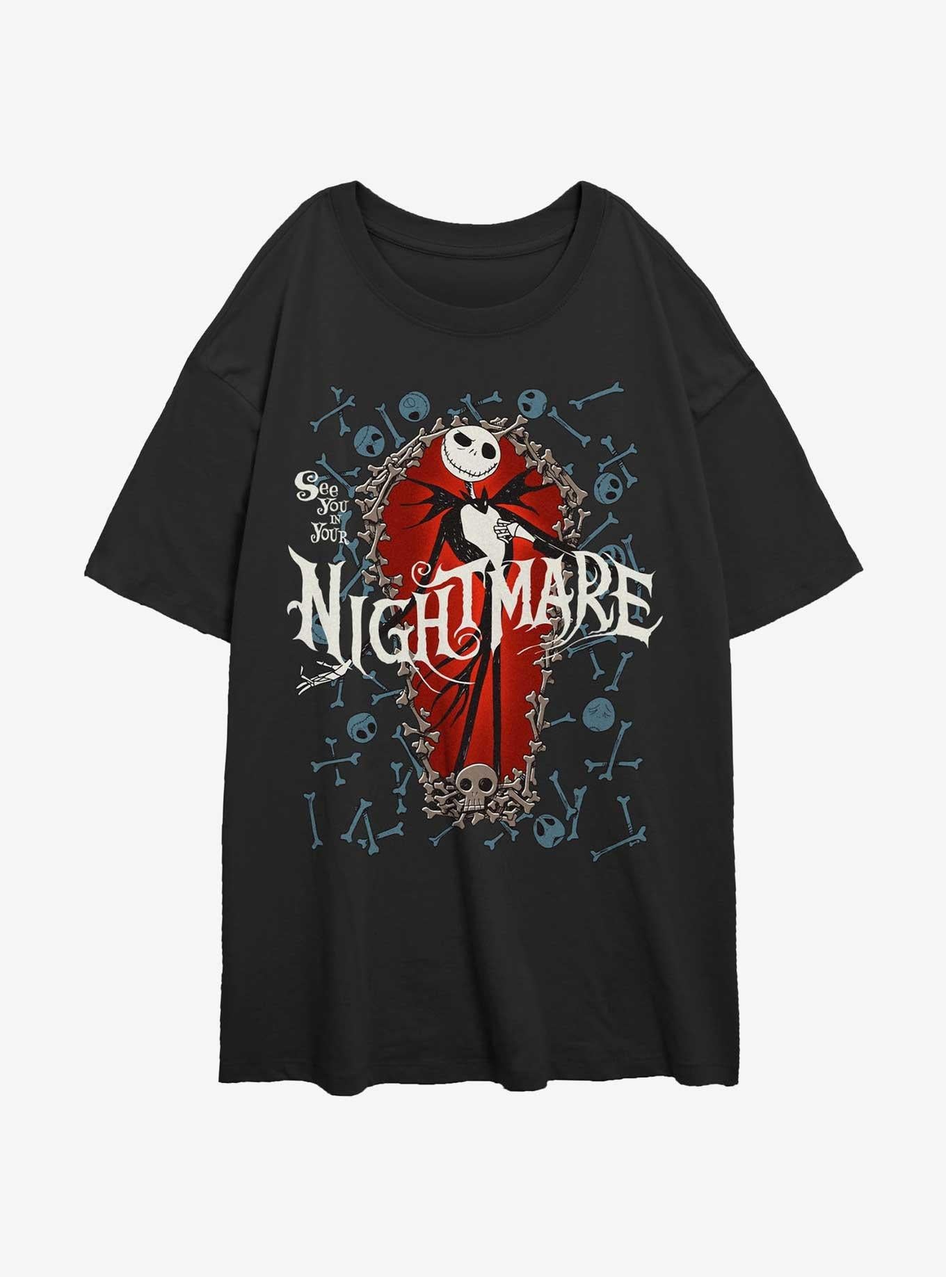 The Nightmare Before Christmas Jack Bone Coffin Girls Oversized T-Shirt T-Shirt | Viral Style | Must-Have Style