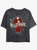 The Nightmare Before Christmas Jack Bone Coffin Girls Mineral Wash Crop T-shirt | Trendy Graphic Tee | Casual Unisex T-shirt