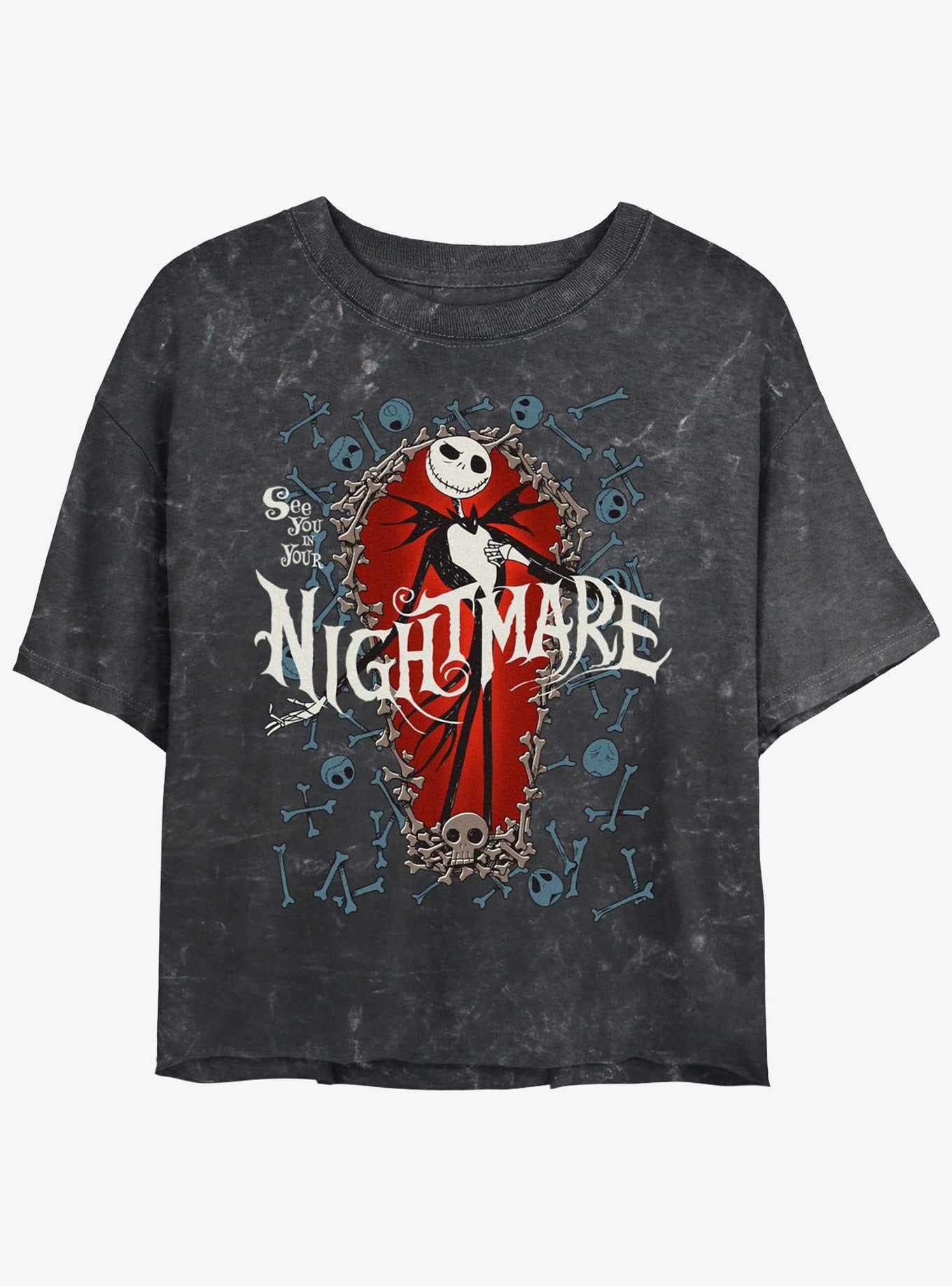 The Nightmare Before Christmas Jack Bone Coffin Girls Mineral Wash Crop T-Shirt T-Shirt | Streetwear Vibe | Great Gift Idea