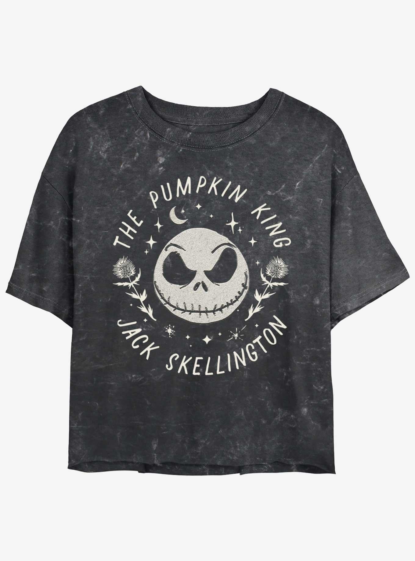 The Nightmare Before Christmas Jack Dandelion Floral Girls Mineral Wash Crop T-Shirt T-Shirt | Viral Style | Must-Have Style