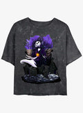 The Nightmare Before Christmas Jack & Zero Graveyard Girls Mineral Wash Crop T-shirt | Trendy Graphic Tee | Casual Unisex T-shirt