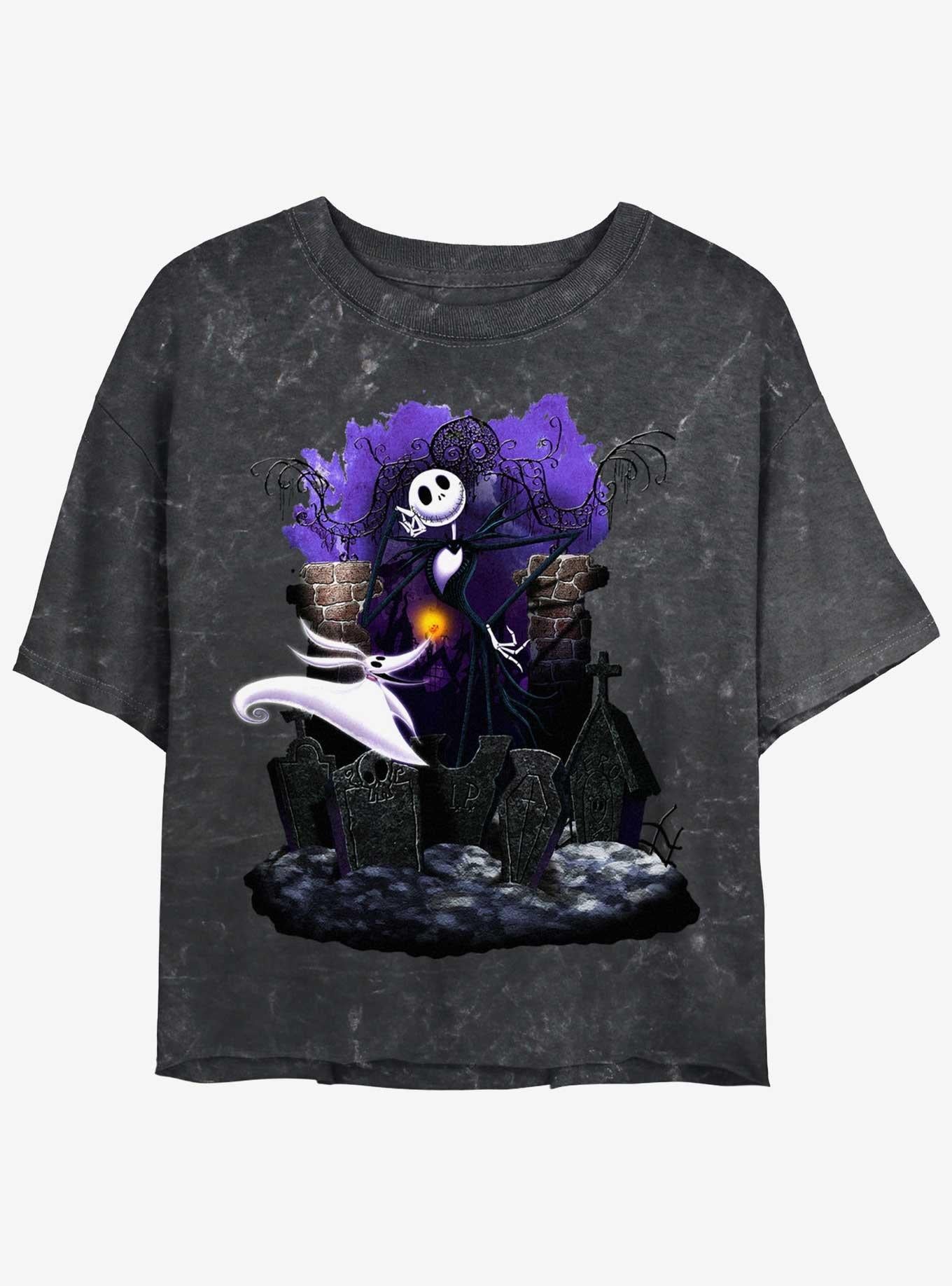 The Nightmare Before Christmas Jack Zero Graveyard Girls Mineral Wash Crop T-Shirt T-Shirt | Viral Style | Trending Now