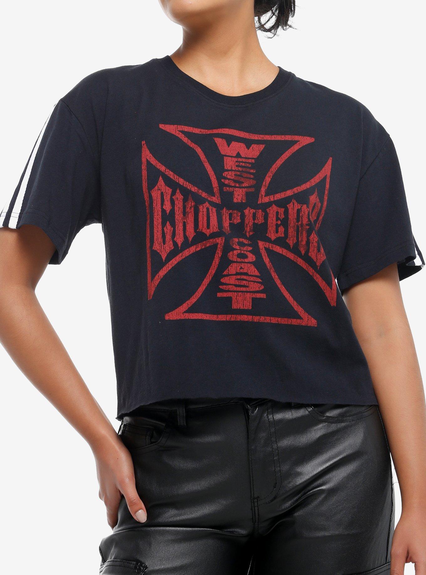 West Coast Choppers Stripe Girls Crop TShirt Graphic Tee | Graphic Tee | Unisex Shirt | High-Quality Print