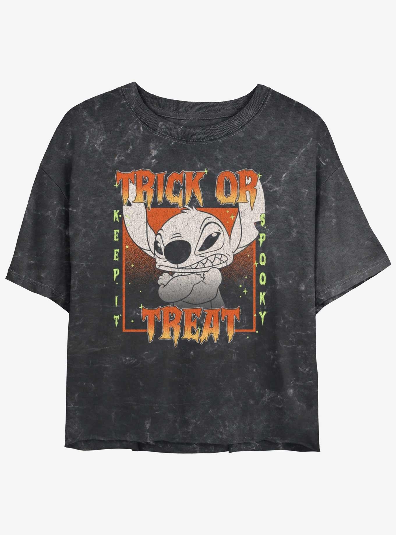 Disney Lilo Stitch Stay Spooky Girls Mineral Wash Crop T-Shirt T-Shirt | Trending Streetwear Style | Great Gift Idea
