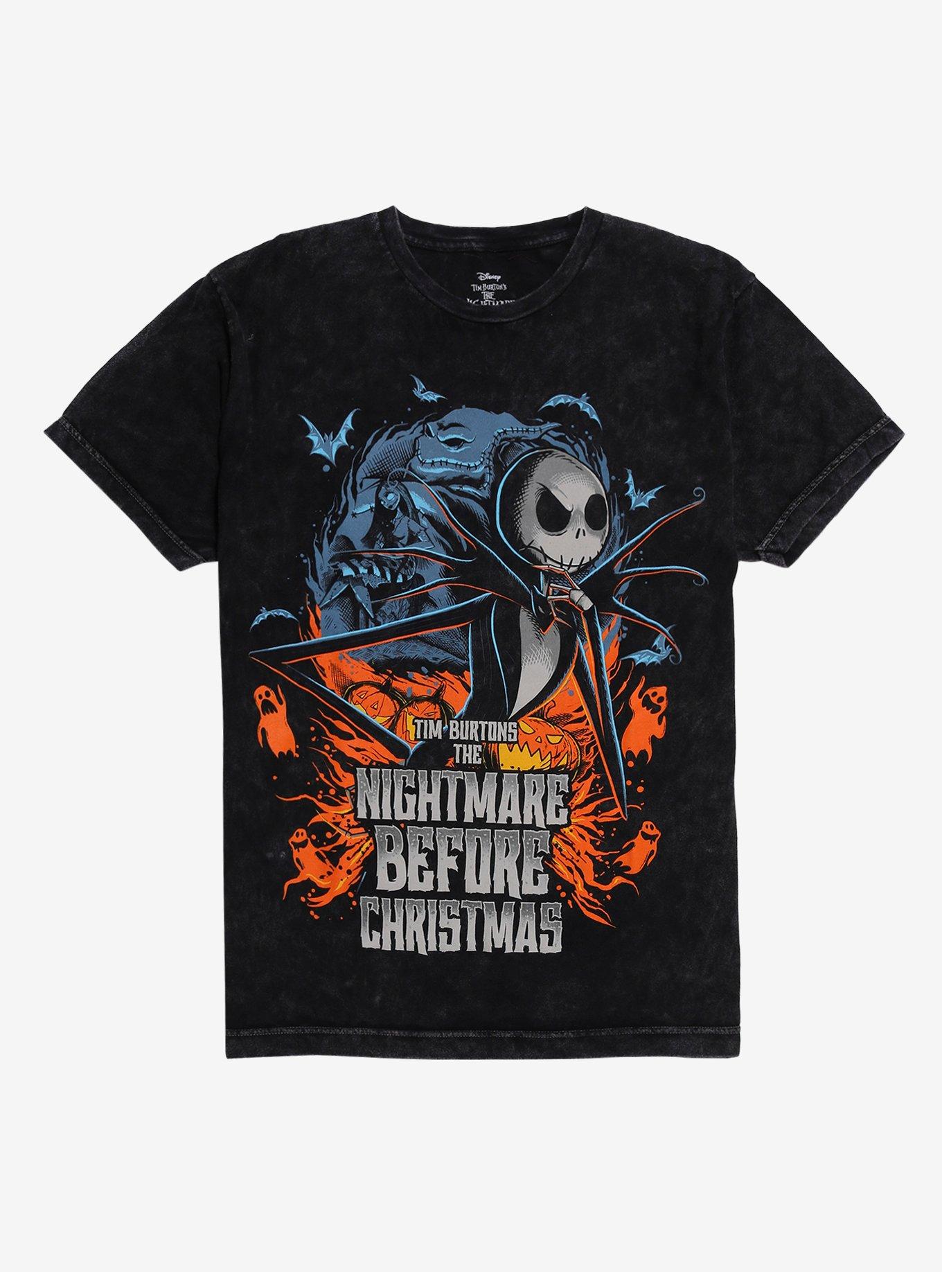 The Nightmare Before Christmas Mineral Wash Jack & Bats T-shirt | Trendy Graphic Tee | Casual Unisex T-shirt