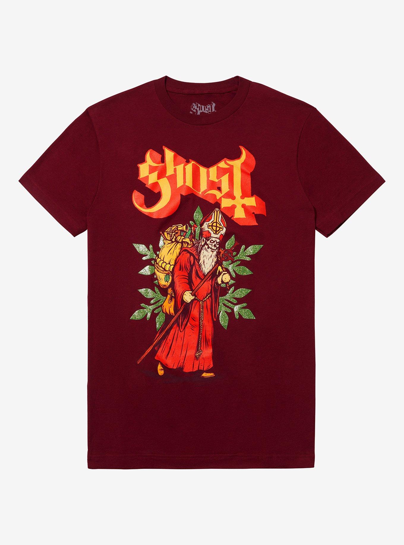 Ghost Papa Noel Glitter Relaxed Fit Girls T-Shirt T-Shirt | Aesthetic Graphic | Great Gift Idea