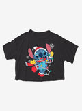 Disney Stitch Holiday Lights Girls Crop T-Shirt T-Shirt | Viral Style | Must-Have Style