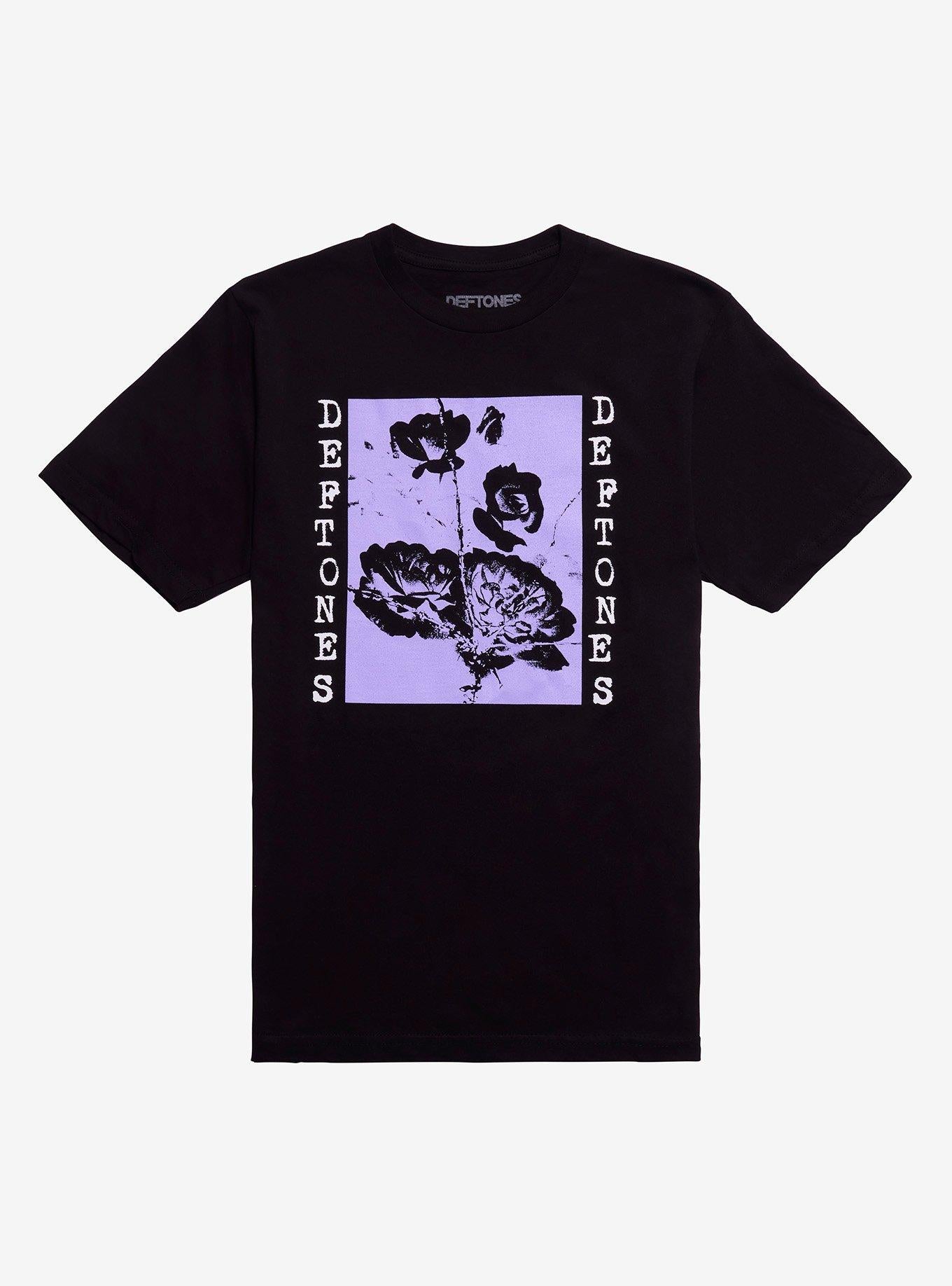 Deftones Black Lavender Flowers Relaxed Fit Girls T Shirt