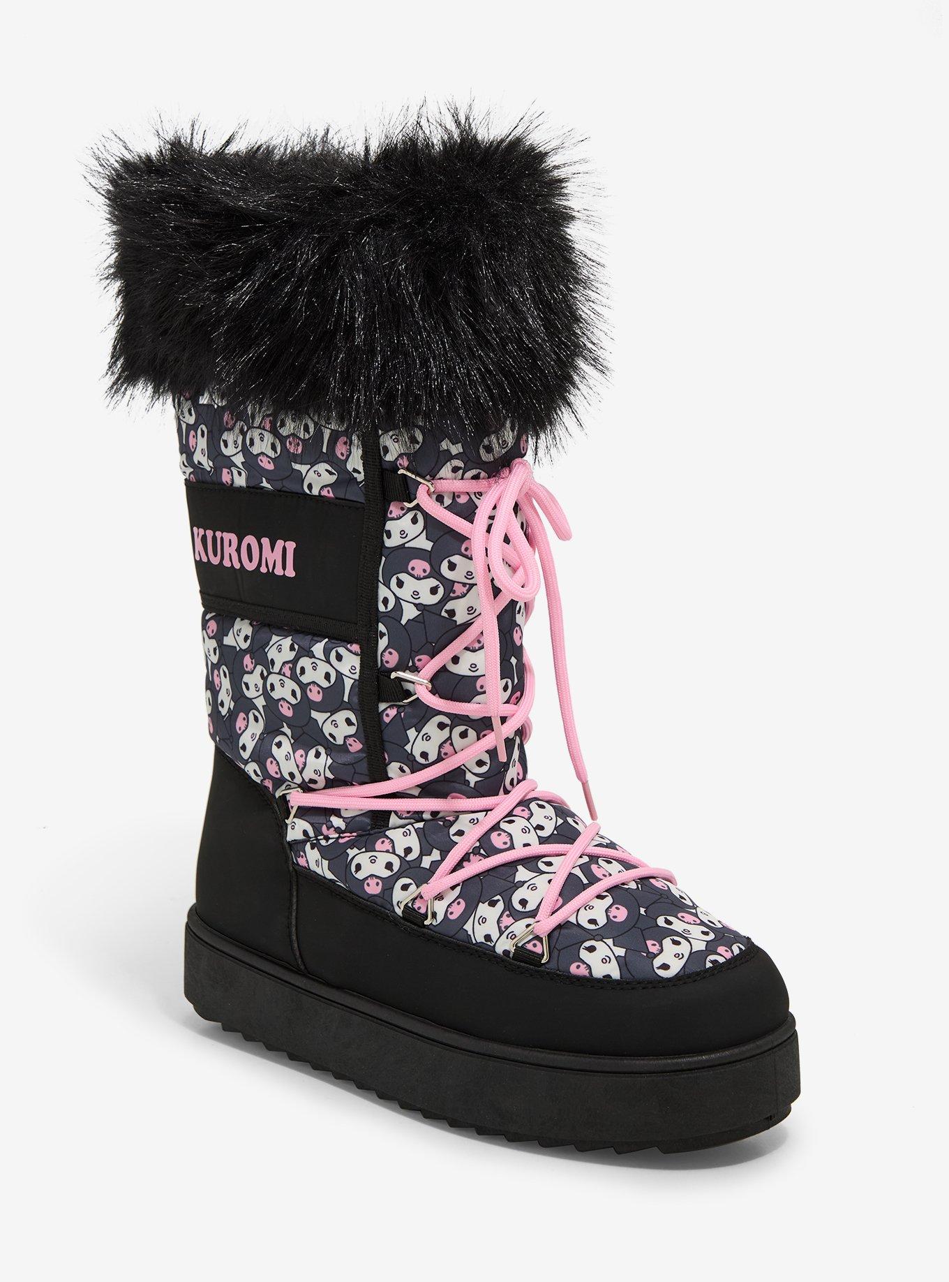 Kuromi Face Fuzzy Puffer Boots T-Shirt | High-Quality Print | High Demand Item