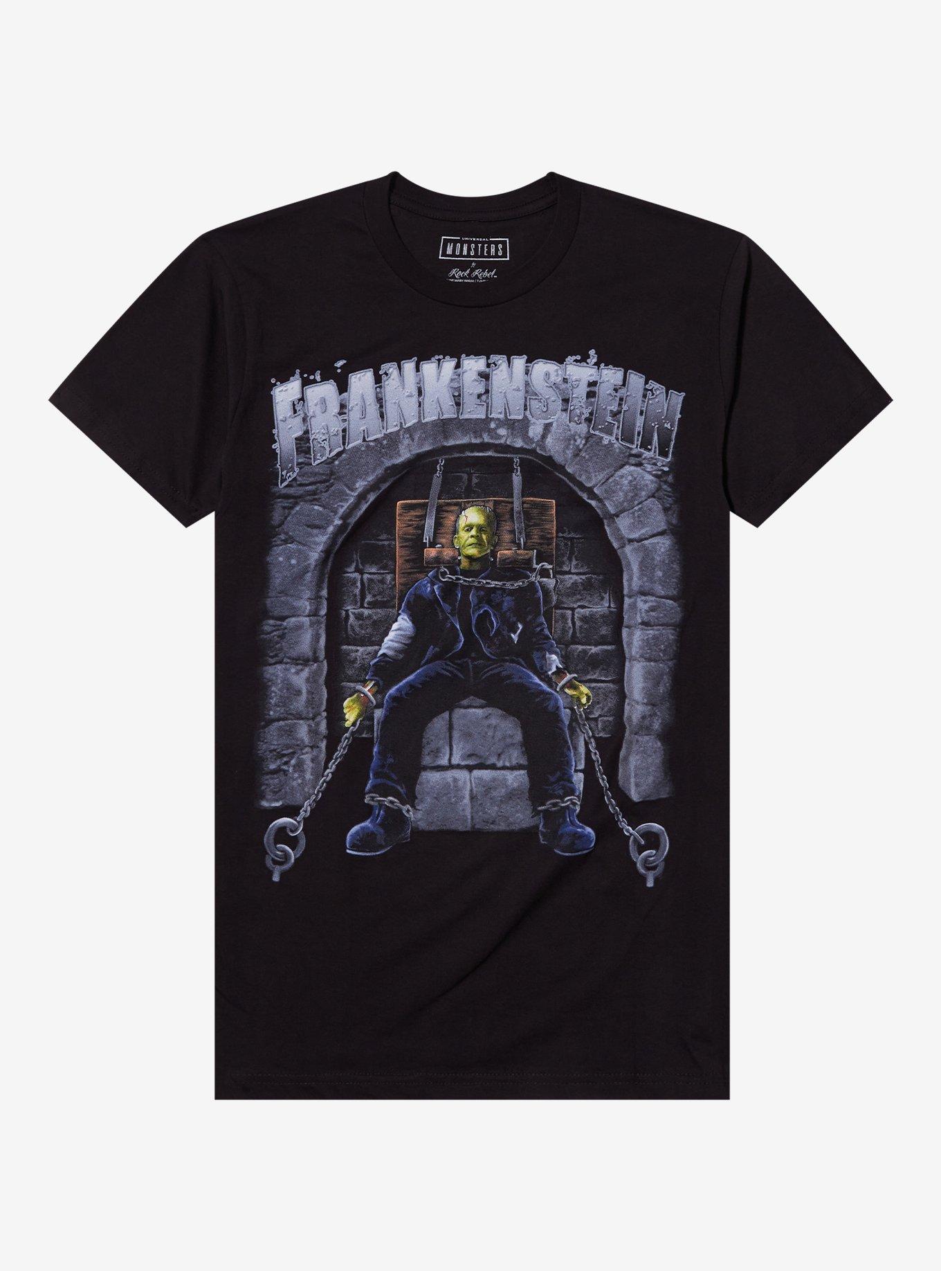 Rock Rebel Universal Monsters Frankenstein Chair T-Shirt | Premium Unisex T-Shirt, Trending Graphic Tee