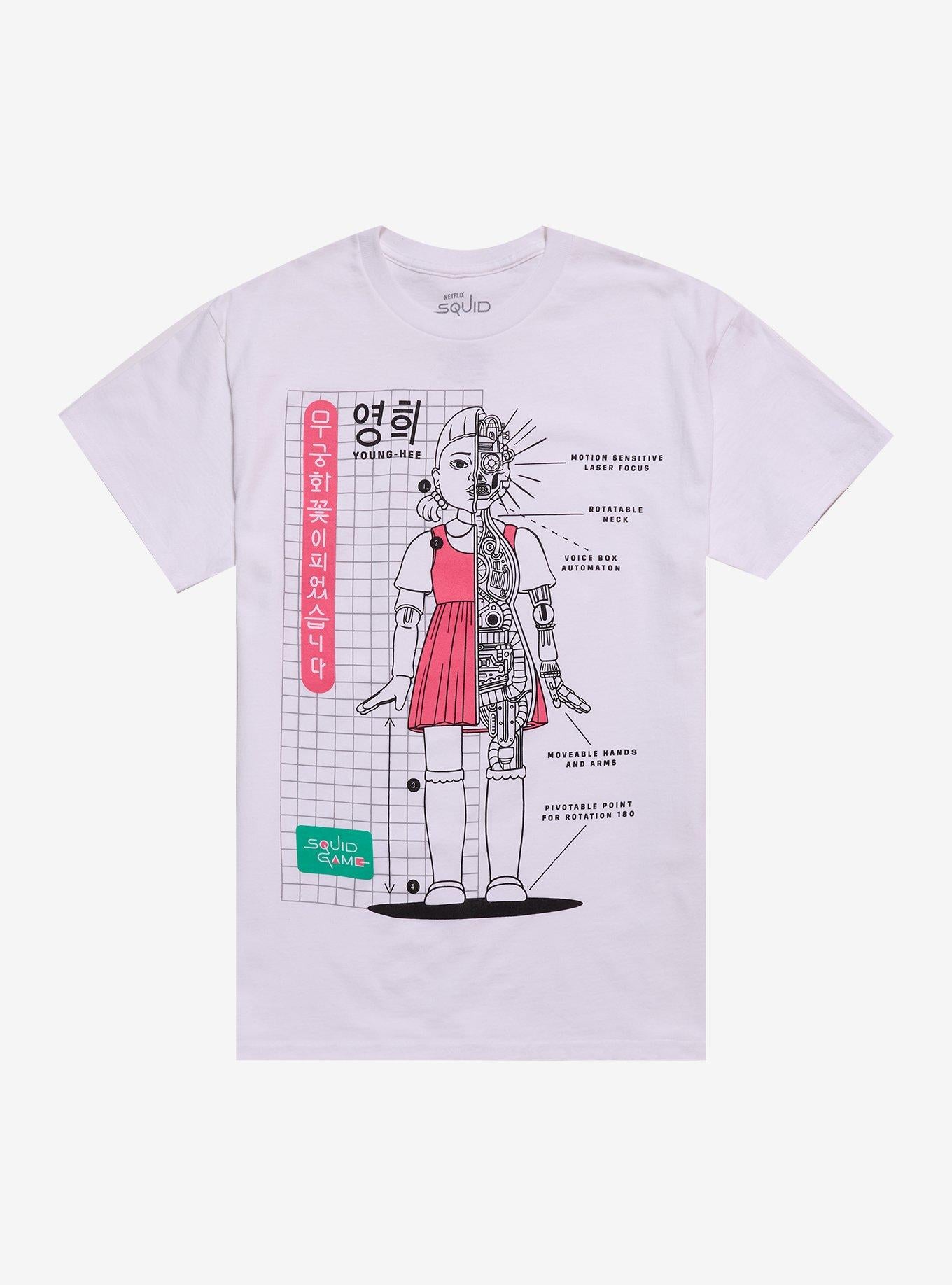 Squid Game Red Light Green Light Doll Split TShirt Graphic Tee | Graphic Tee | Unisex Shirt | High-Quality Print