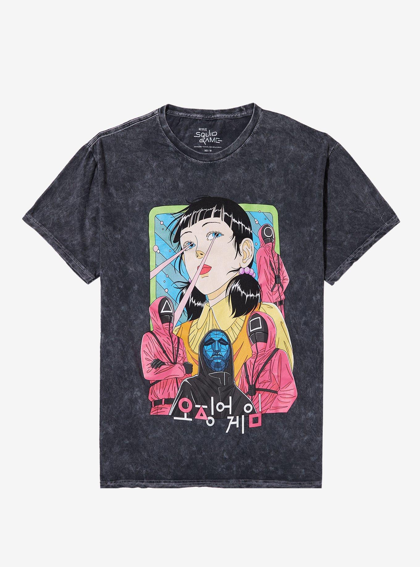 Squid Game 2 Drawn Characters Dark Wash TShirt Graphic Tee | Graphic Tee | Unisex Shirt | Top Trending Fashion