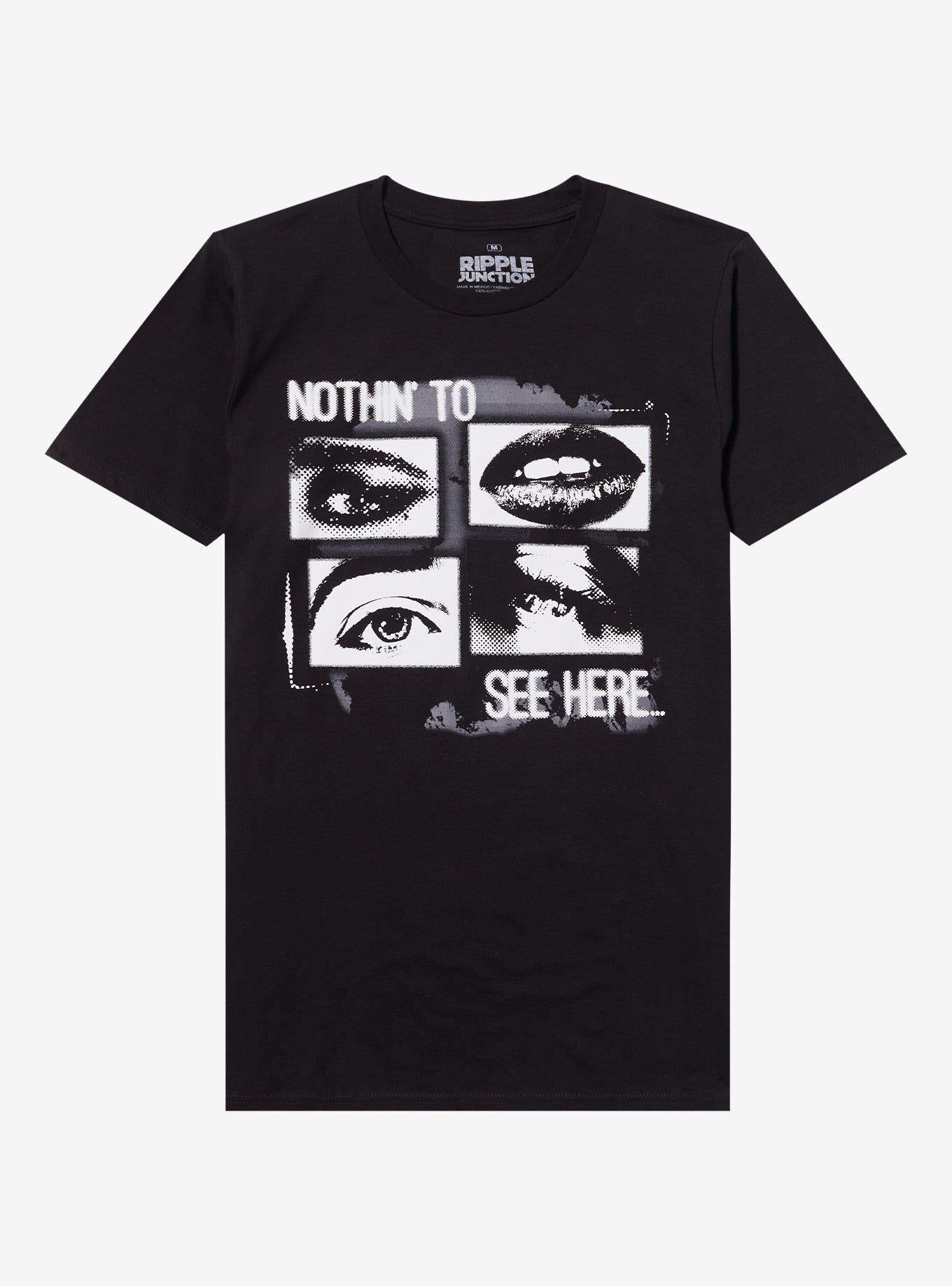 Nothin' To See Here Eyes Lips Grid Relaxed Fit T-Shirt T-Shirt | Exclusive Art Design | Great Gift Idea