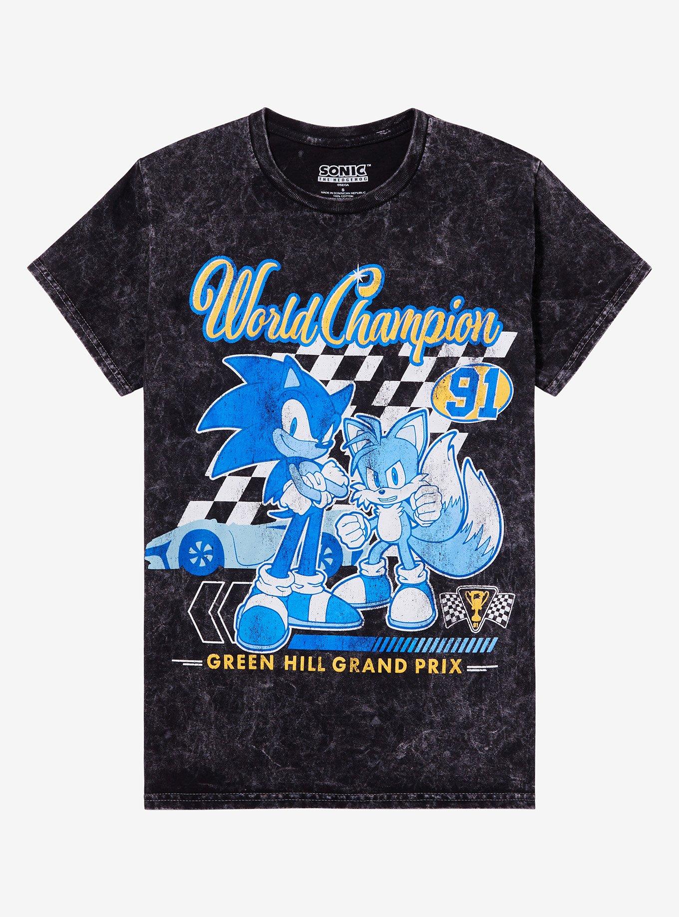Sonic The Hedgehog World Champion Dark Wash Boyfriend Fit Girls T-Shirt | Premium Unisex T-Shirt, Trending Graphic Tee