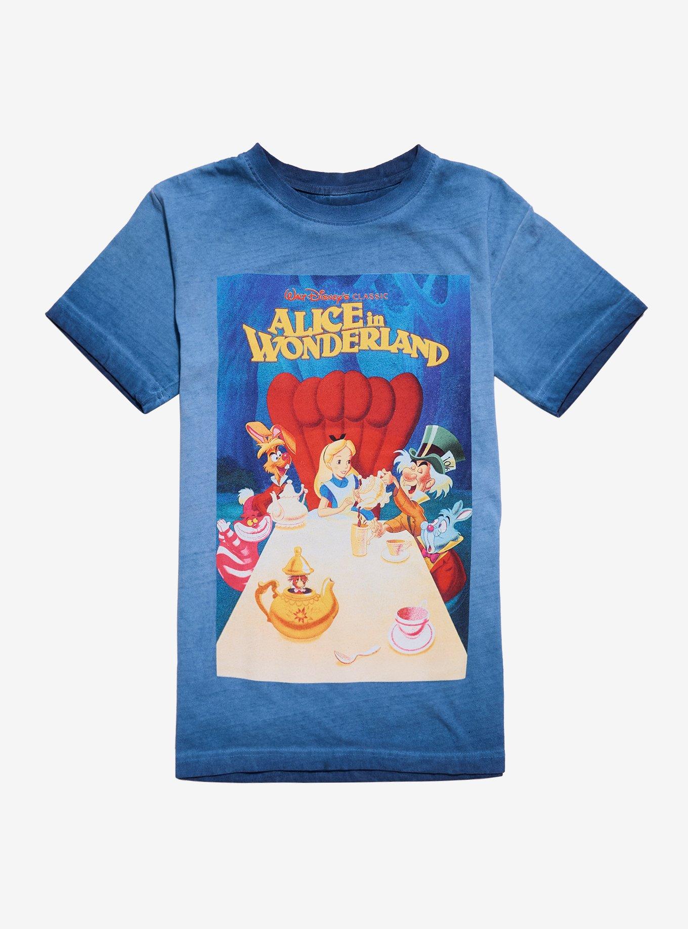 Disney Alice In Wonderland Poster Dark Wash Boyfriend Fit Girls T-Shirt