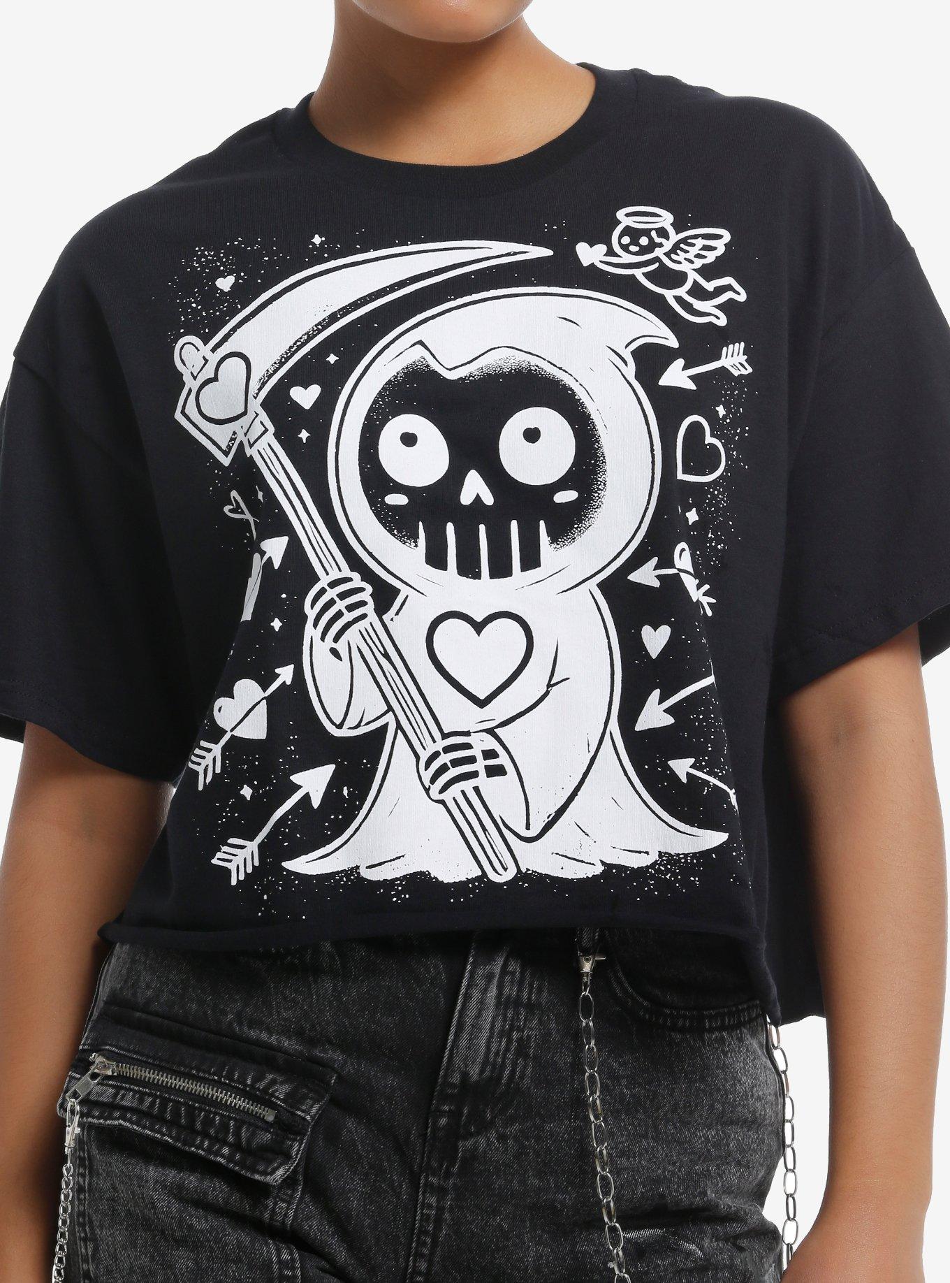 Chibi Grim Reaper Hearts Girls Skimmer T-Shirt T-Shirt | Trending Streetwear Style | Trending Now