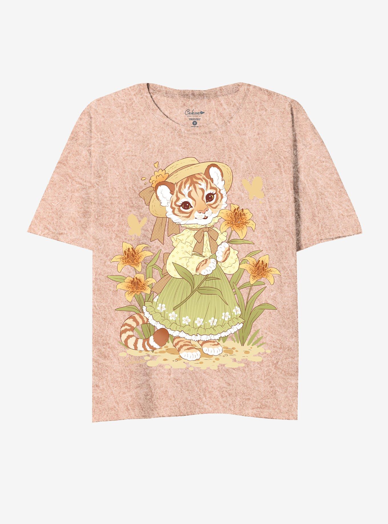 Tiger Flower Girl Tie-Dye Relaxed Fit Girls T-Shirt By Little Celesse | Premium Unisex T-Shirt, Trending Graphic Tee