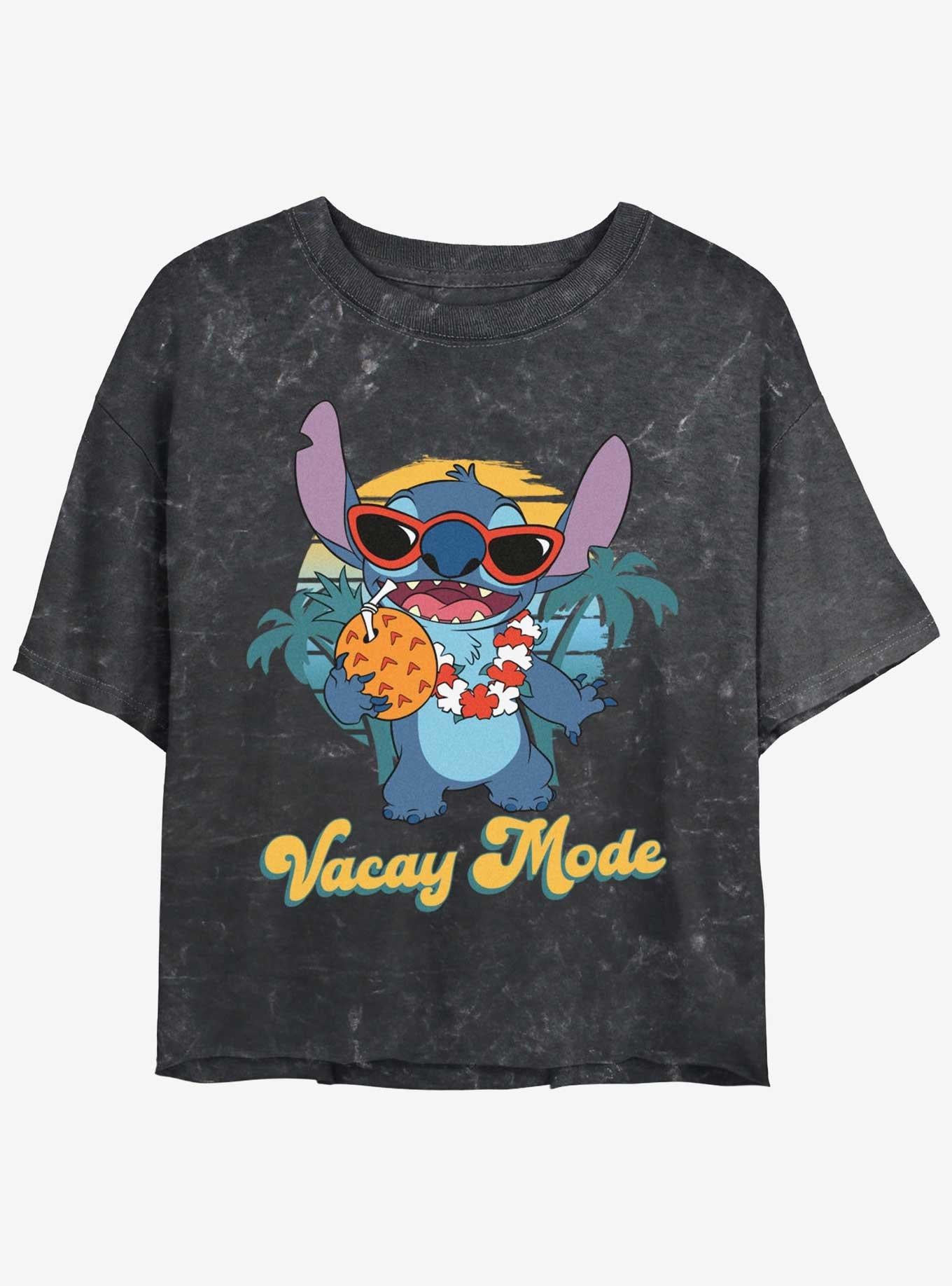 Disney Lilo Stitch On Vacay Girls Mineral Wash Crop T-Shirt T-Shirt | Bold Graphic Edition | Trending Now