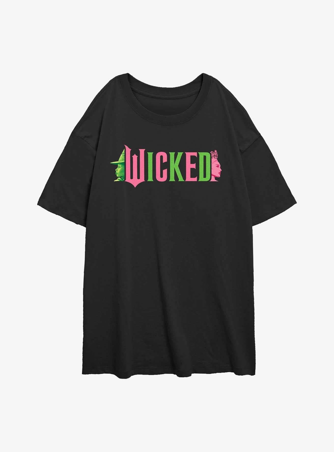 Wicked Elphaba and Glinda Silhouettes Logo Girls Oversized T-Shirt T-Shirt | Exclusive Edition | High Demand Item