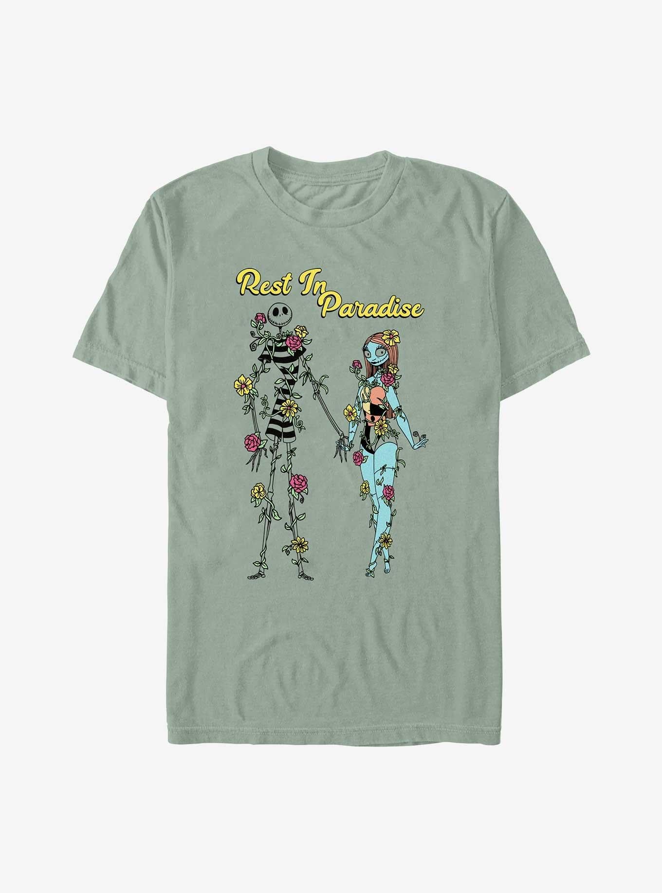 The Nightmare Before Christmas Jack & Sally Rest In Paradise Garment Dye T-shirt | Trendy Graphic Tee | Casual Unisex T-shirt
