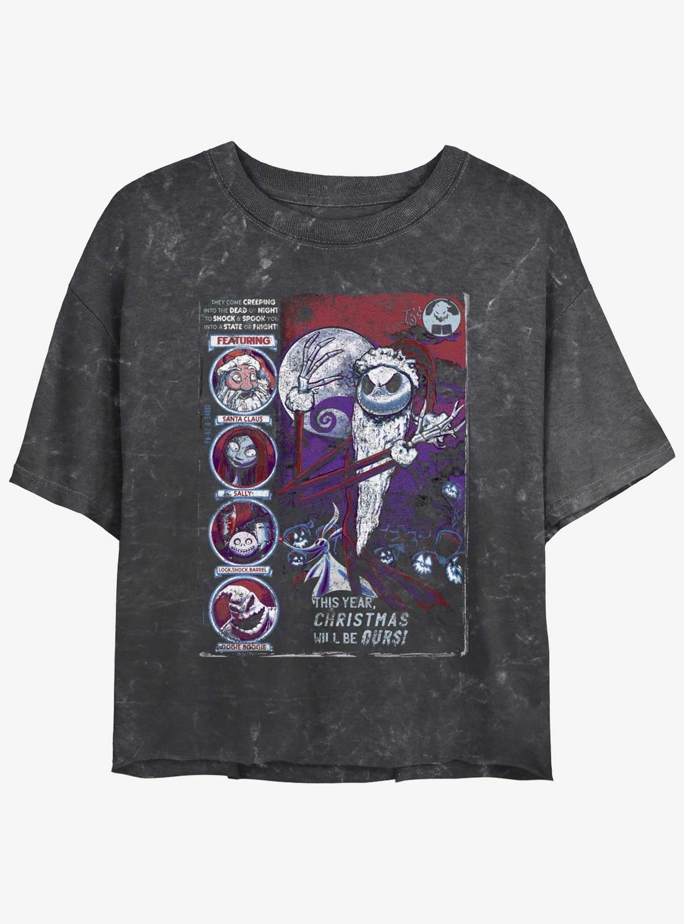 The Nightmare Before Christmas Nightmare Girls Mineral Wash Crop T-Shirt T-Shirt | Premium Graphic | Perfect For Daily Wear