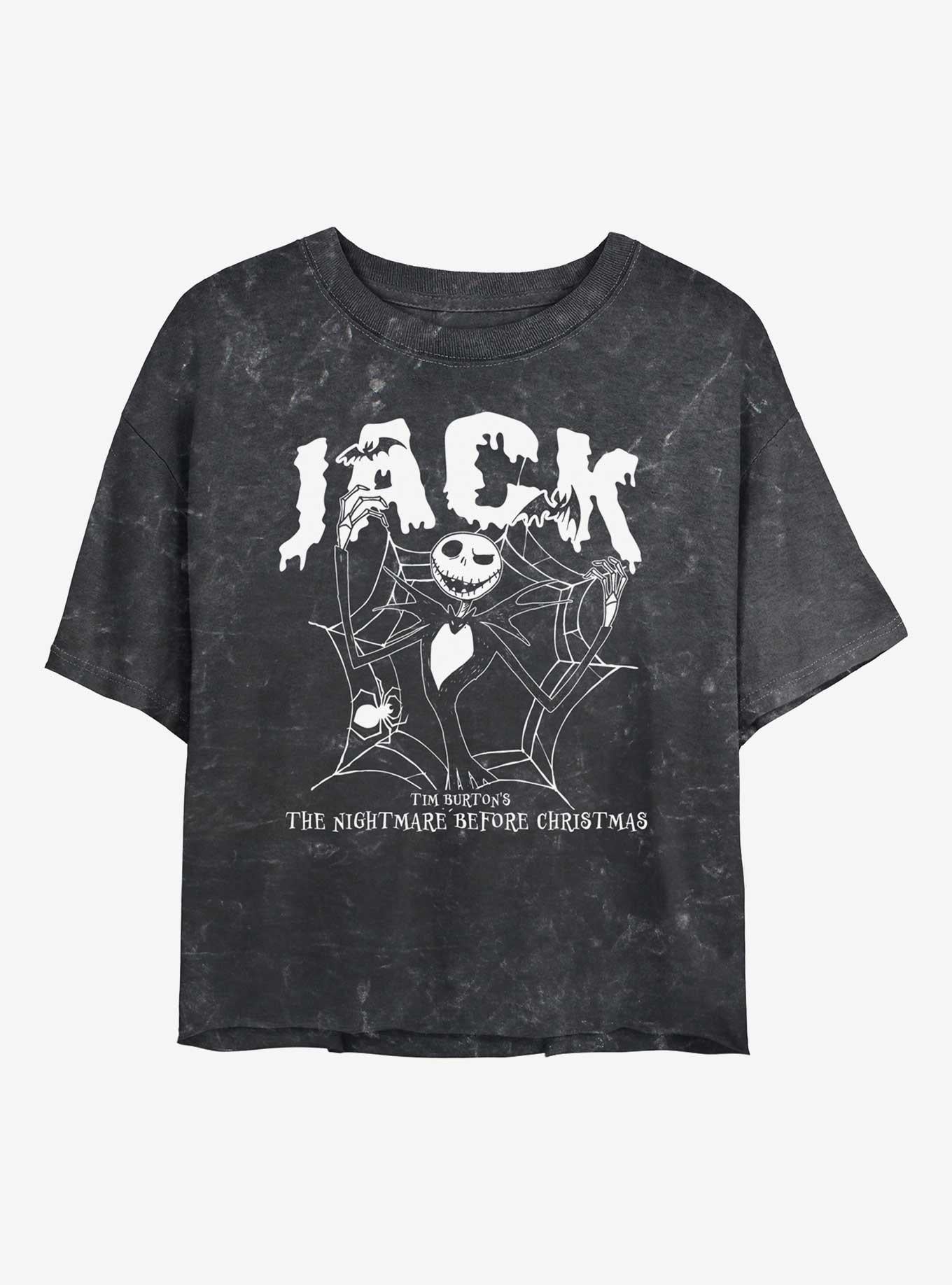 The Nightmare Before Christmas Collegiate Jack Girls Mineral Wash Crop T-shirt | Trendy Graphic Tee | Casual Unisex T-shirt