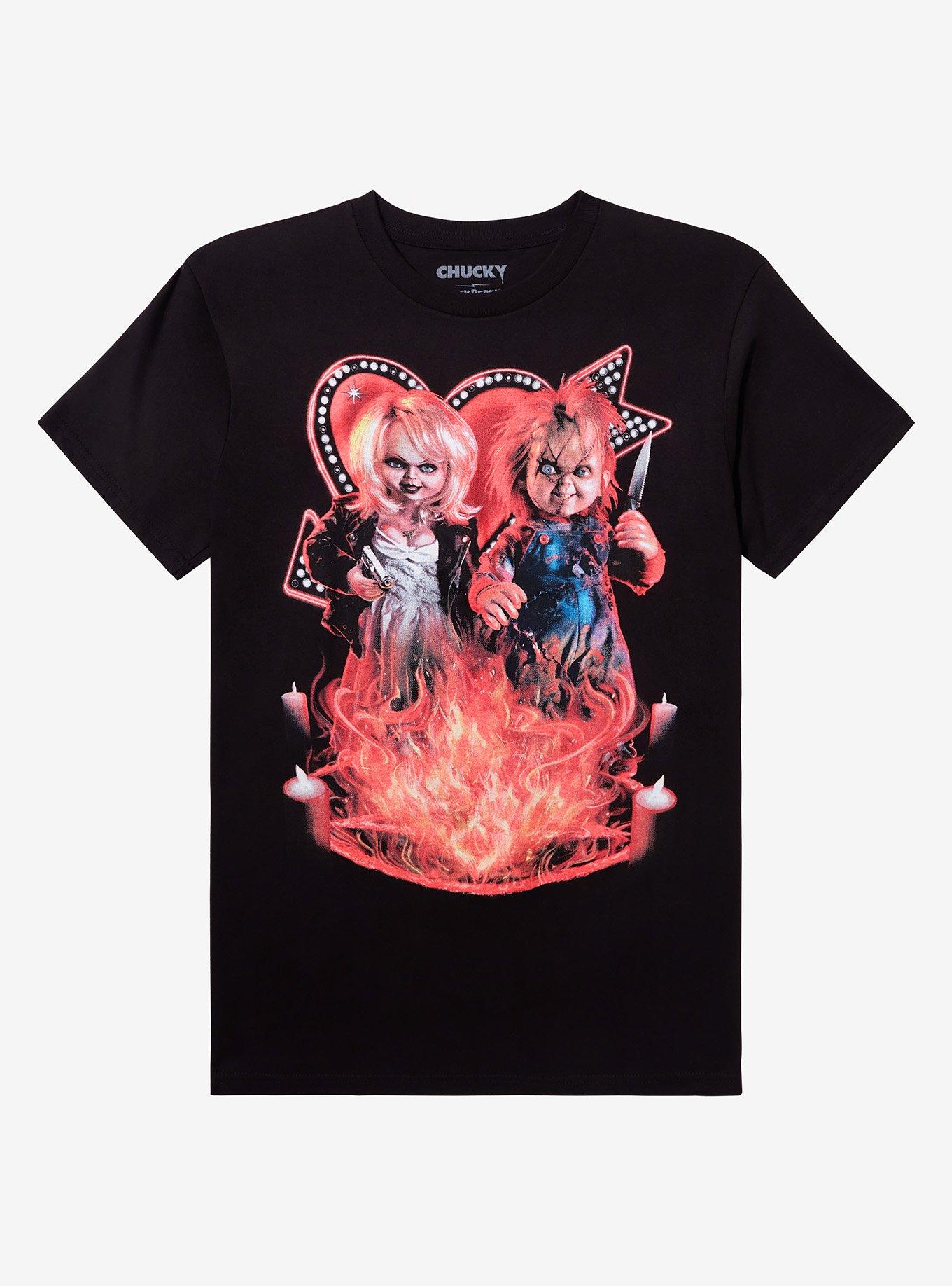 Rock Rebel Chucky Tiffany Flames Portrait T-Shirt T-Shirt | Trending Streetwear Style | Must-Have Style