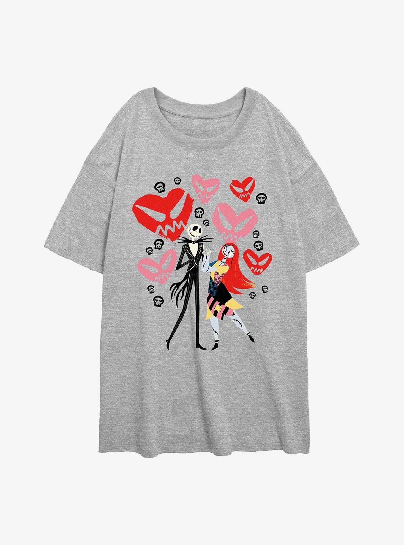 The Nightmare Before Christmas Jack Sally Creepy Hearts Girls Oversized T-Shirt T-Shirt | High-Quality Print | Trending Now