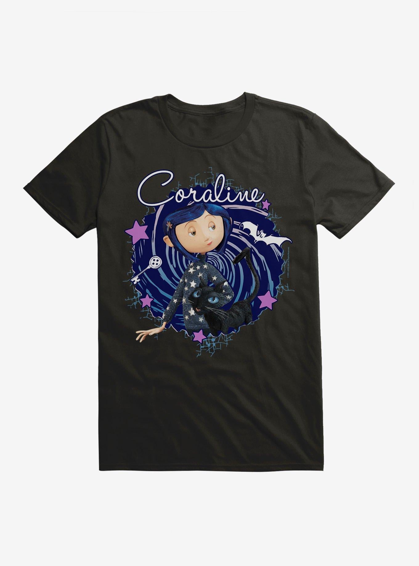 Coraline The Cat Swirl And Stars Extra Soft T-Shirt | Premium Unisex T-Shirt, Trending Graphic Tee
