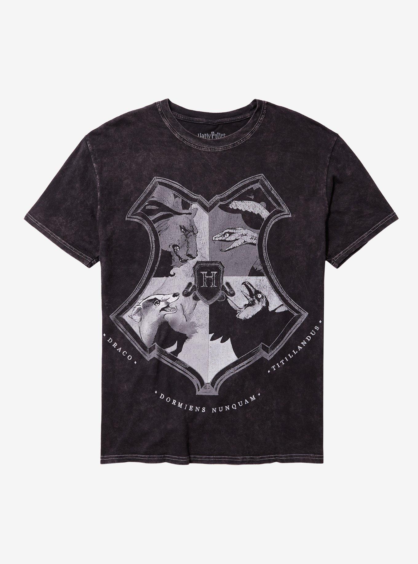 Harry Potter Hogwarts Crest Monotone Dark Wash TShirt Graphic Tee | Graphic Tee | Unisex Shirt | Top Trending Fashion