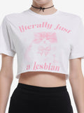 Literally A Lesbian Cat Crop T-Shirt By Goodie Two Sleeves T-Shirt | Exclusive Art Design | Great Gift Idea