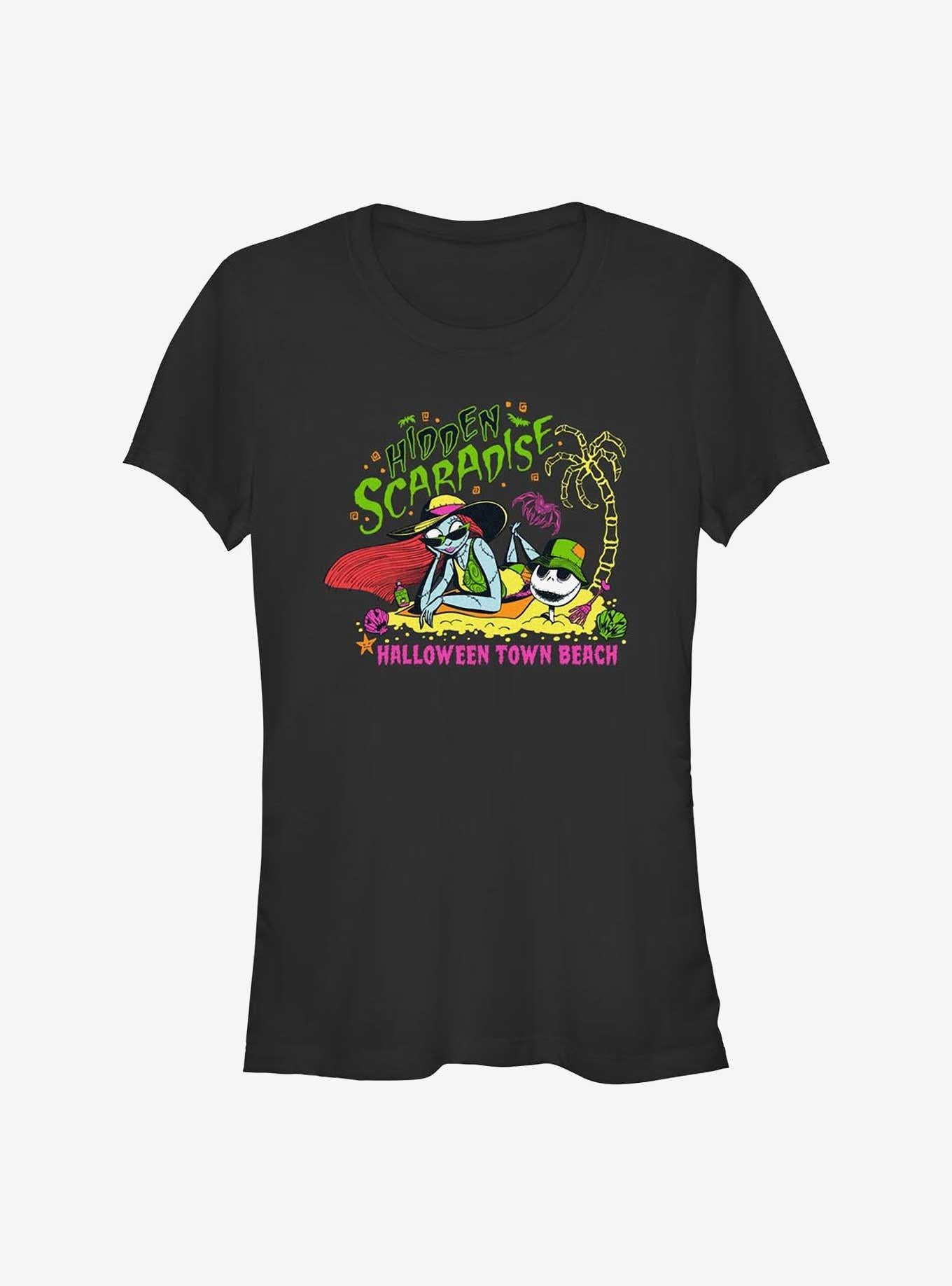 The Nightmare Before Christmas Hidden Beach Jack Sally Girls T-Shirt T-Shirt | Aesthetic Graphic | Trending Now