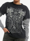 Winged Cross Black Green Girls Twofer Long-Sleeve T-Shirt | Premium Unisex T-Shirt, Trending Graphic Tee