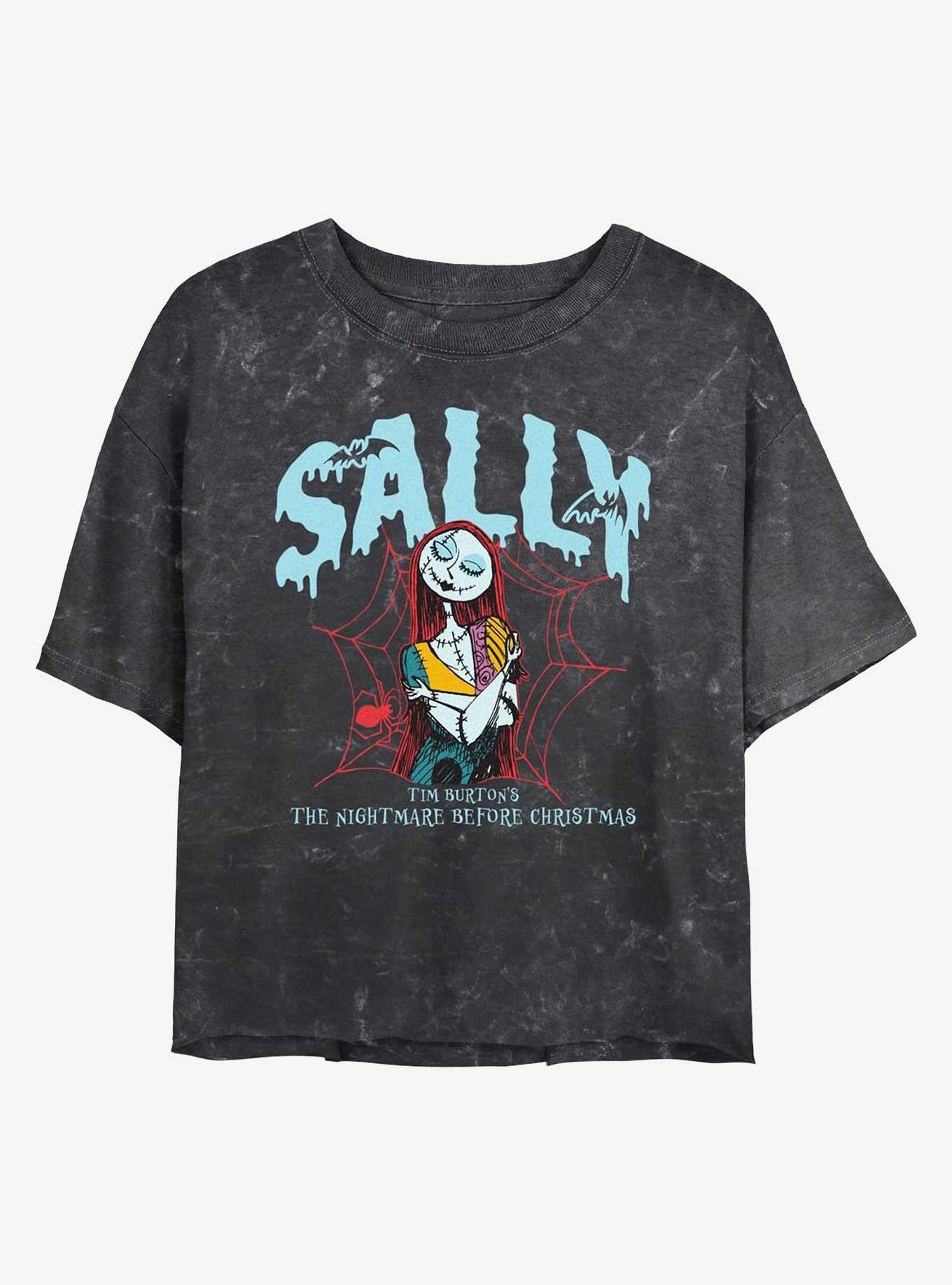 Disney The Nightmare Before Christmas Sally Girls Mineral Wash Crop T-Shirt