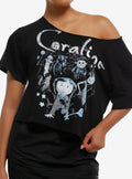 Coraline Jumbo Print Off-Shoulder Girls T-Shirt | Premium Unisex T-Shirt, Trending Graphic Tee