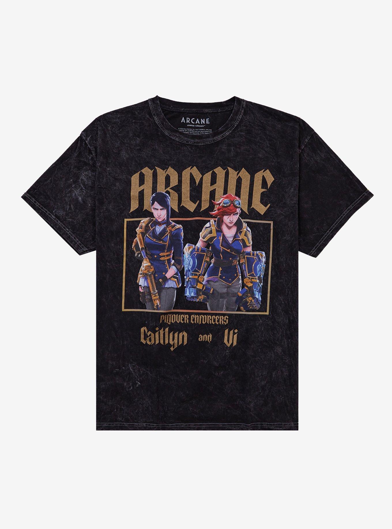 Arcane Caitlyn Vi Piltover Enforcers Dark Wash T Shirt