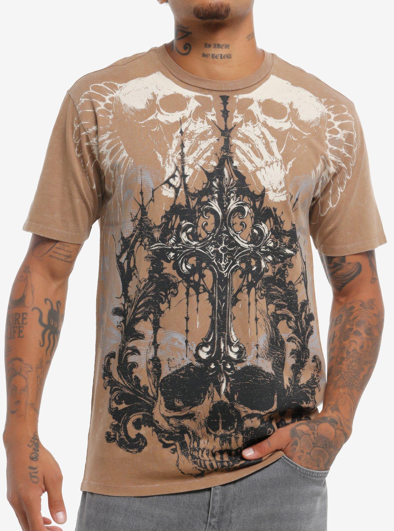 Winged Skulls & Gothic Cross T-Shirt