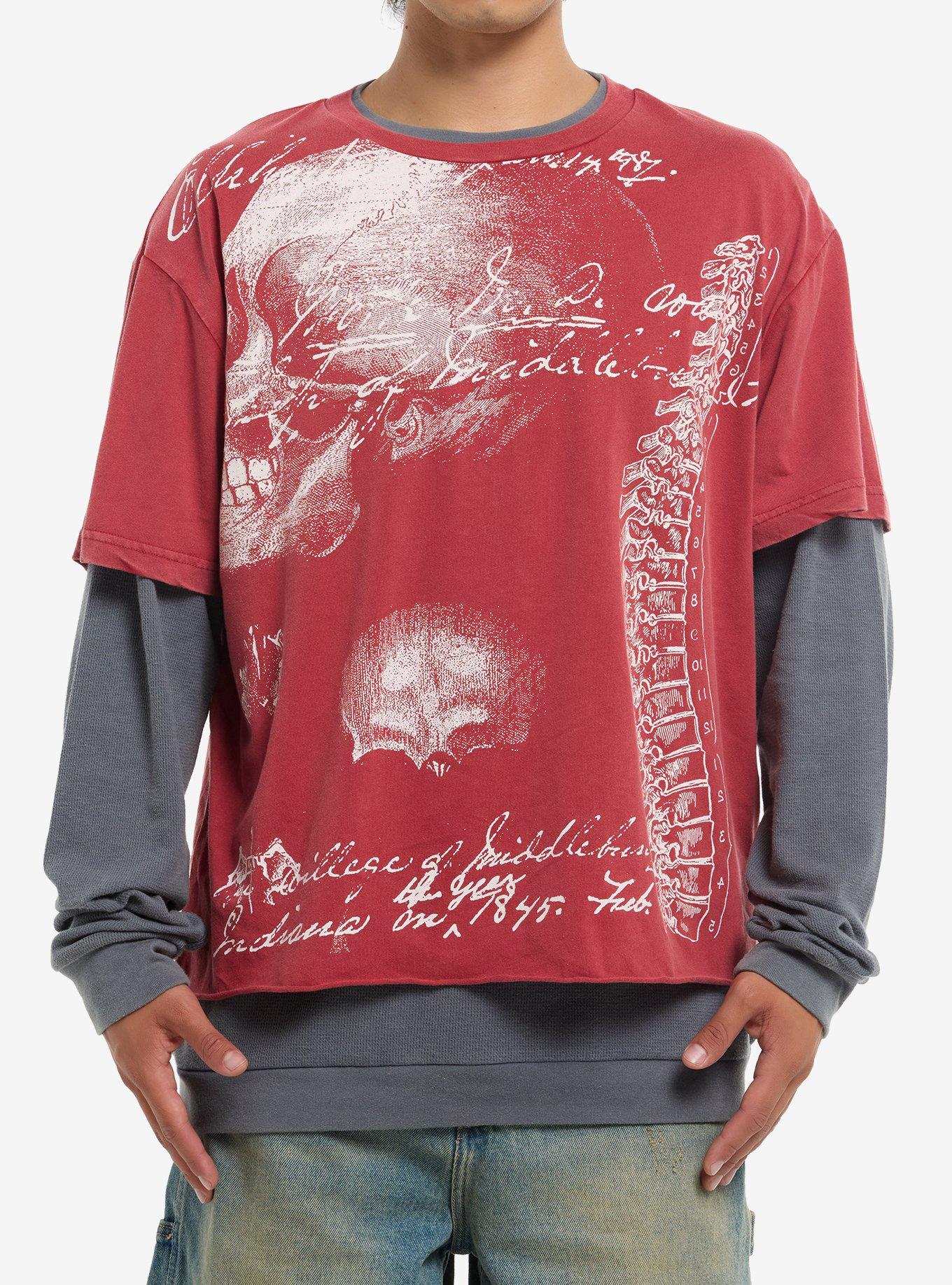 Red & Grey Skeleton Twofer Long-Sleeve T-Shirt