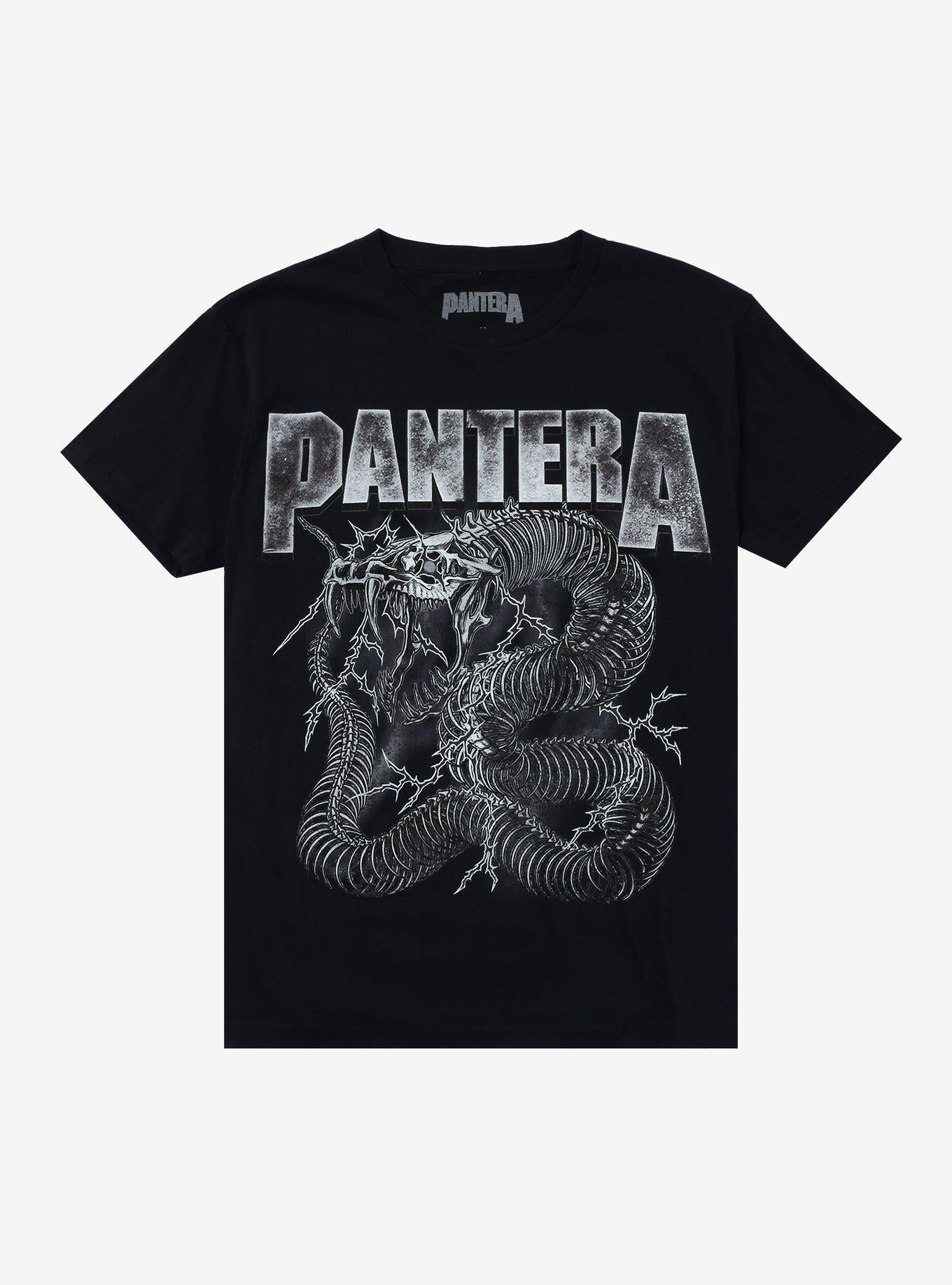 Pantera Dark Navy Blue Electrified Snake Skeleton T Shirt